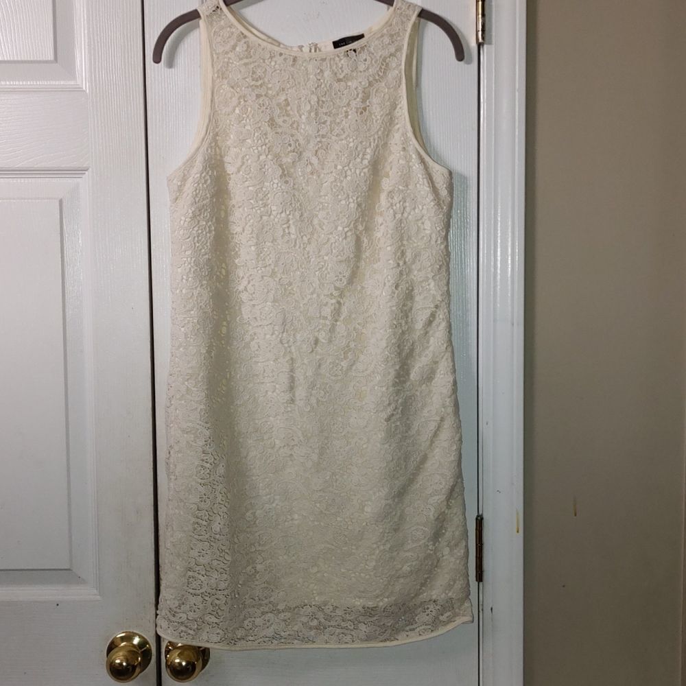The Limited Brand Dress Ivory Crochet Sleeveless Midi Lined Dress Sz 6 EUC